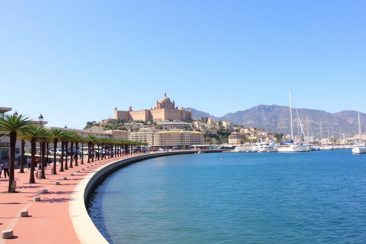 Alicante seafront and Santa Bárbara castle