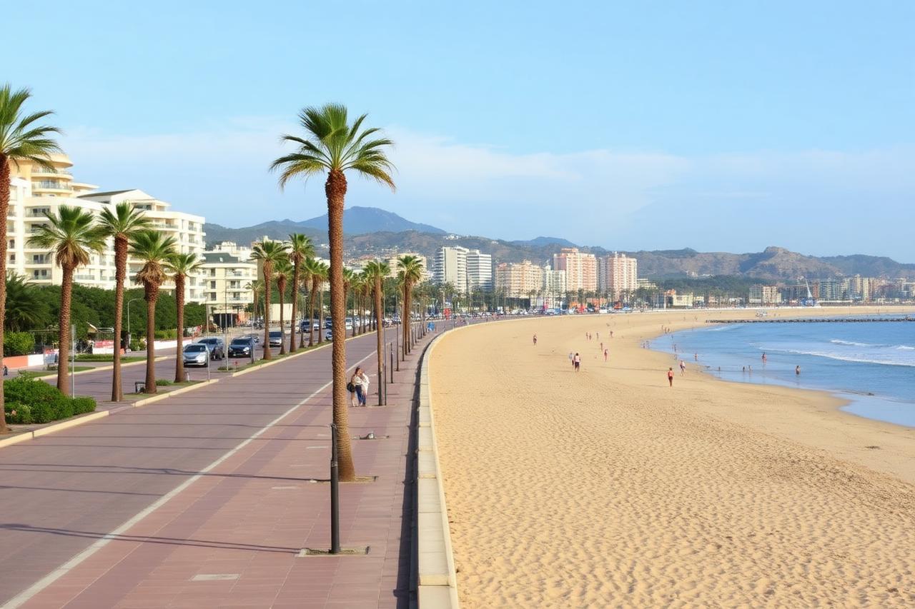 Promenade and beach of Fuengirola on the Costa del Sol