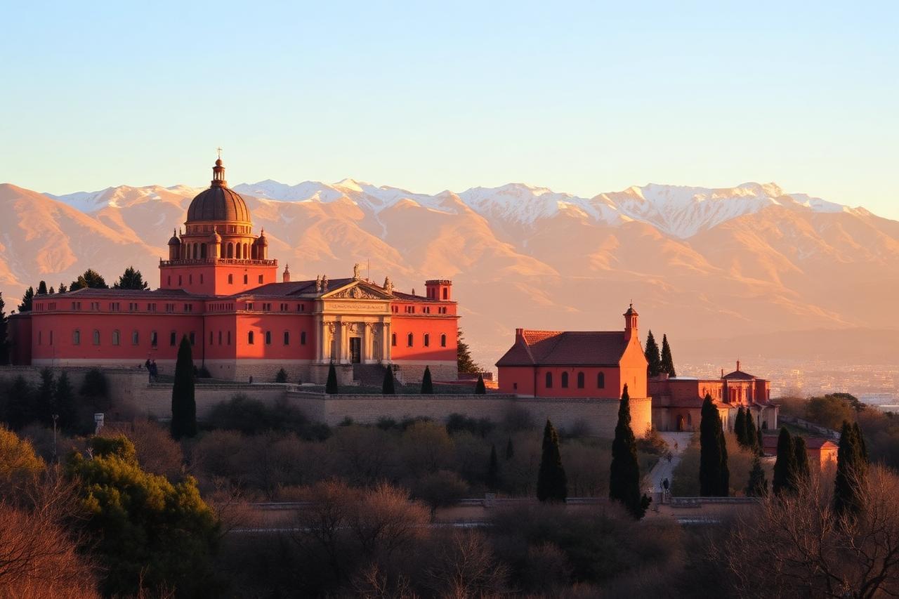 View of Granada and the Sierra Nevada at sunset