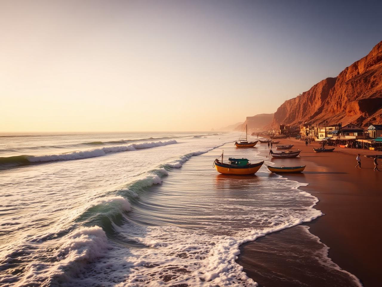 Bay and surf village of Imsouane on the Moroccan Atlantic coast