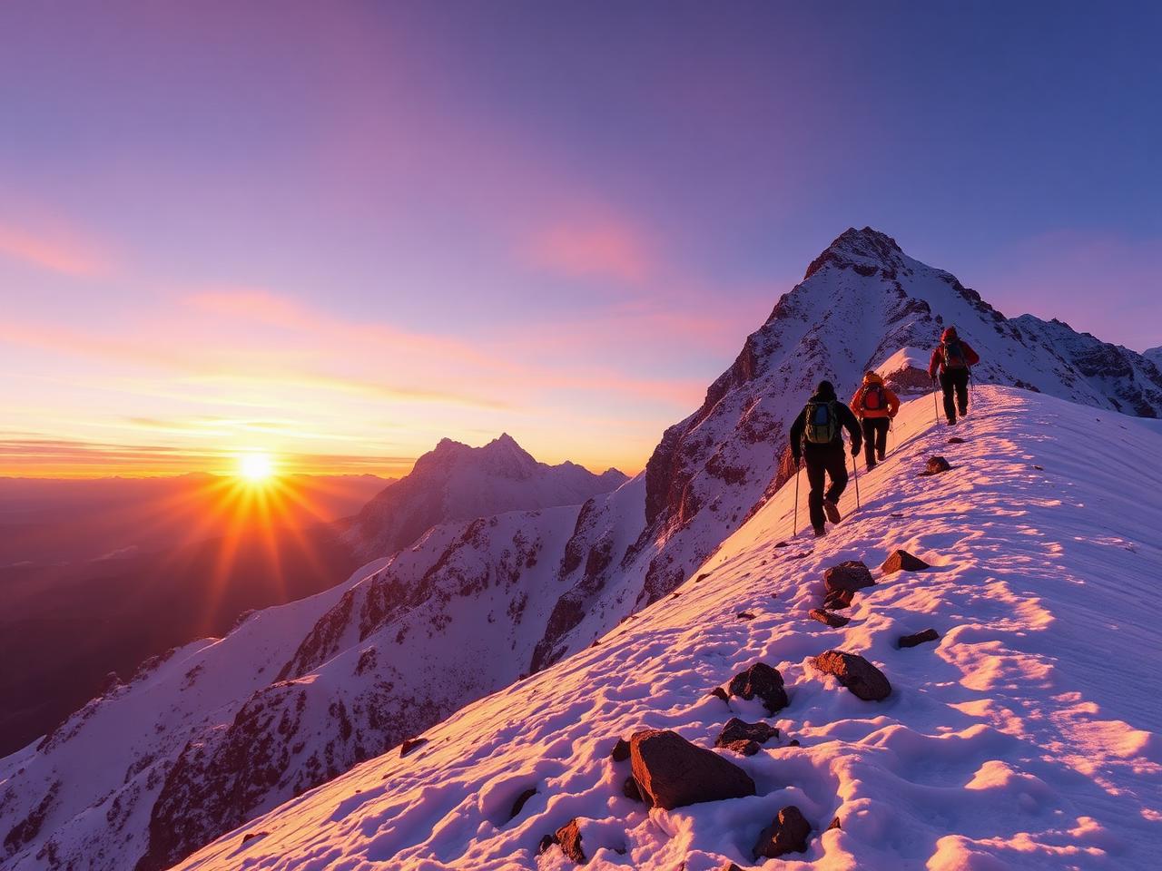 Toubkal summit ridge at sunrise, Moroccan High Atlas
