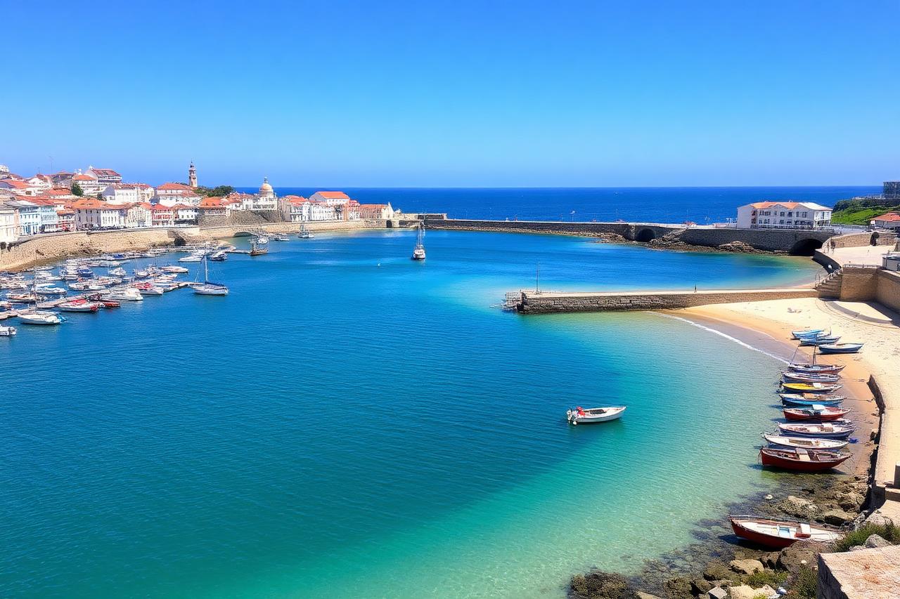 Fishing harbour and bay of Cascais in Portugal